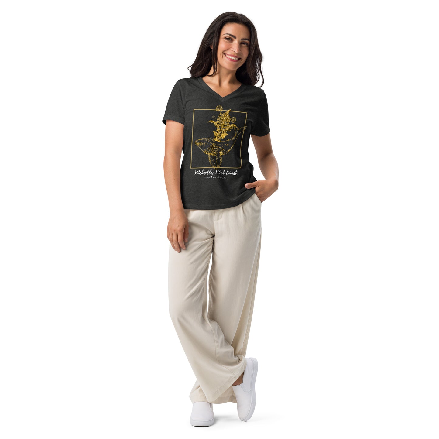 Celestial Whale - Women’s Relaxed V-Neck T-Shirt