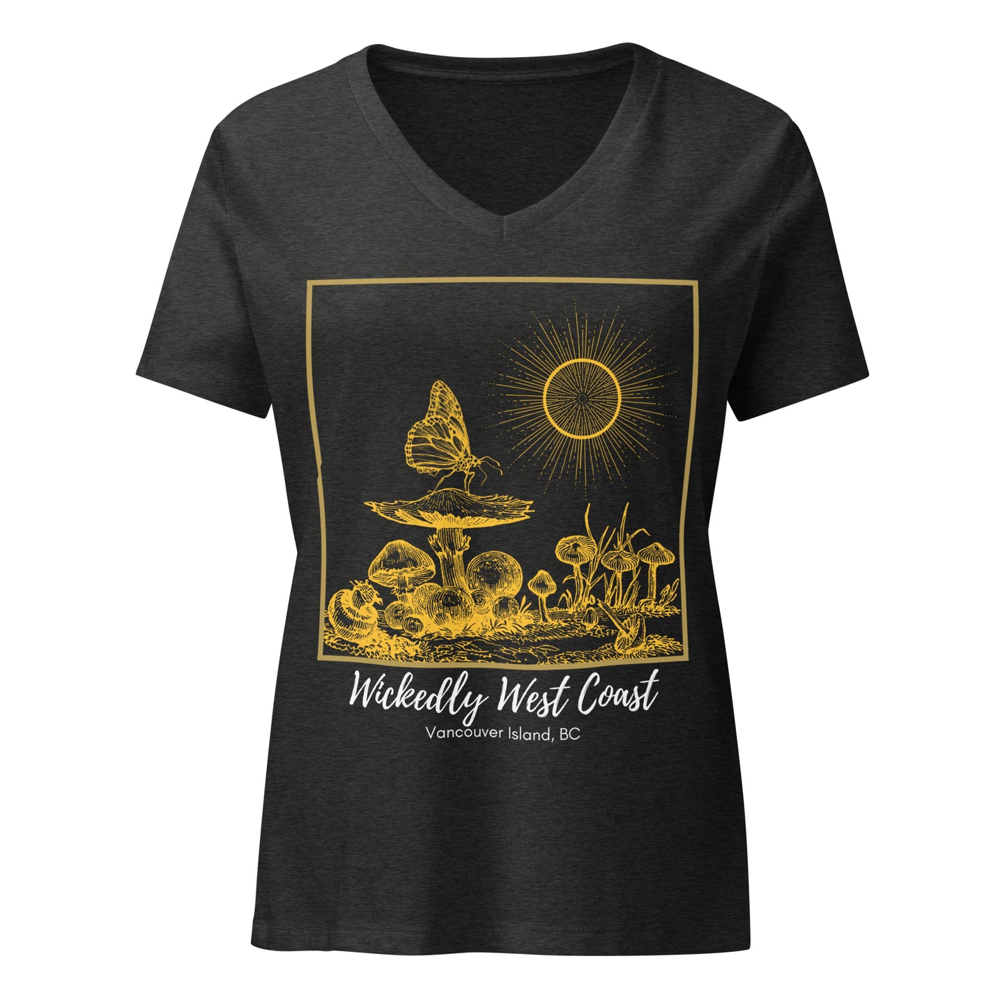 Mushroom Butterfly - Women’s Relaxed V-Neck T-Shirt