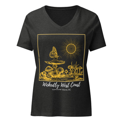 Mushroom Butterfly - Women’s Relaxed V-Neck T-Shirt