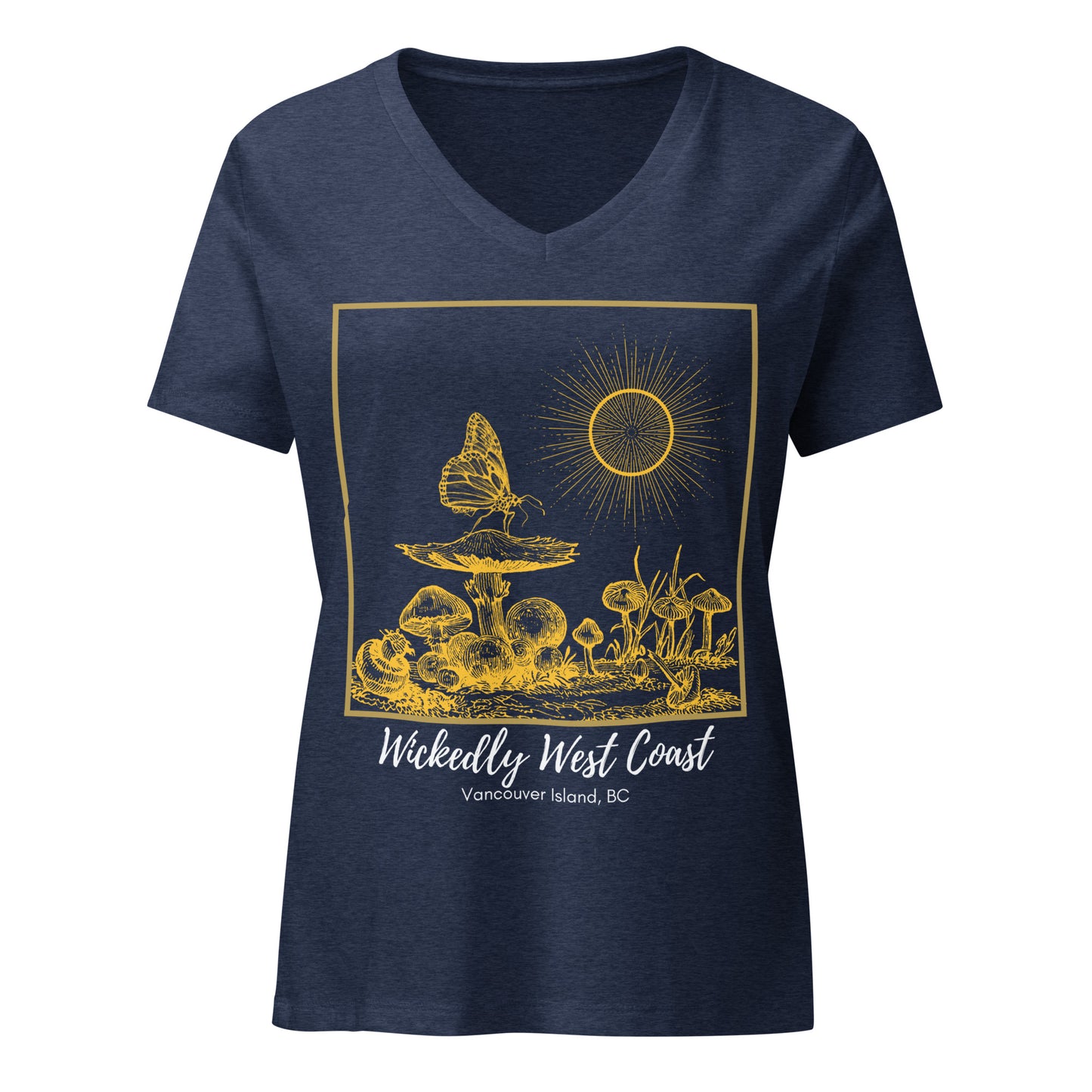 Mushroom Butterfly - Women’s Relaxed V-Neck T-Shirt