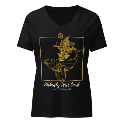 Celestial Whale - Women’s Relaxed V-Neck T-Shirt