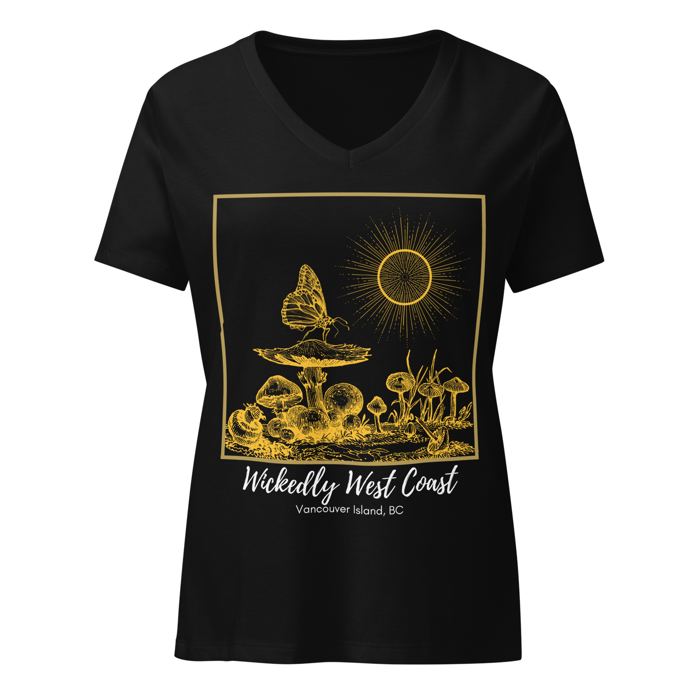 Mushroom Butterfly - Women’s Relaxed V-Neck T-Shirt